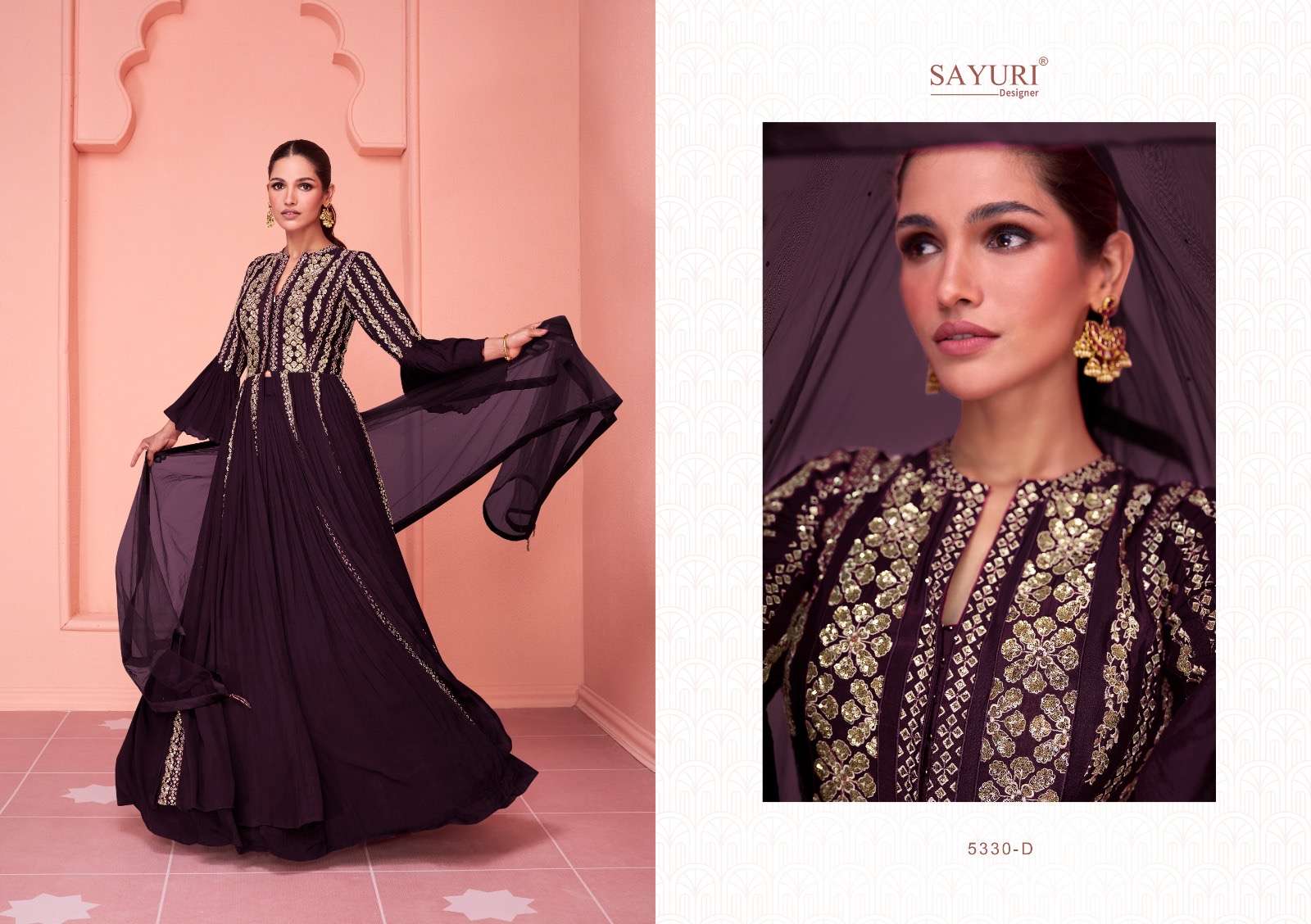 Sayuri kiaraa gold designer real georgette wholesale suit