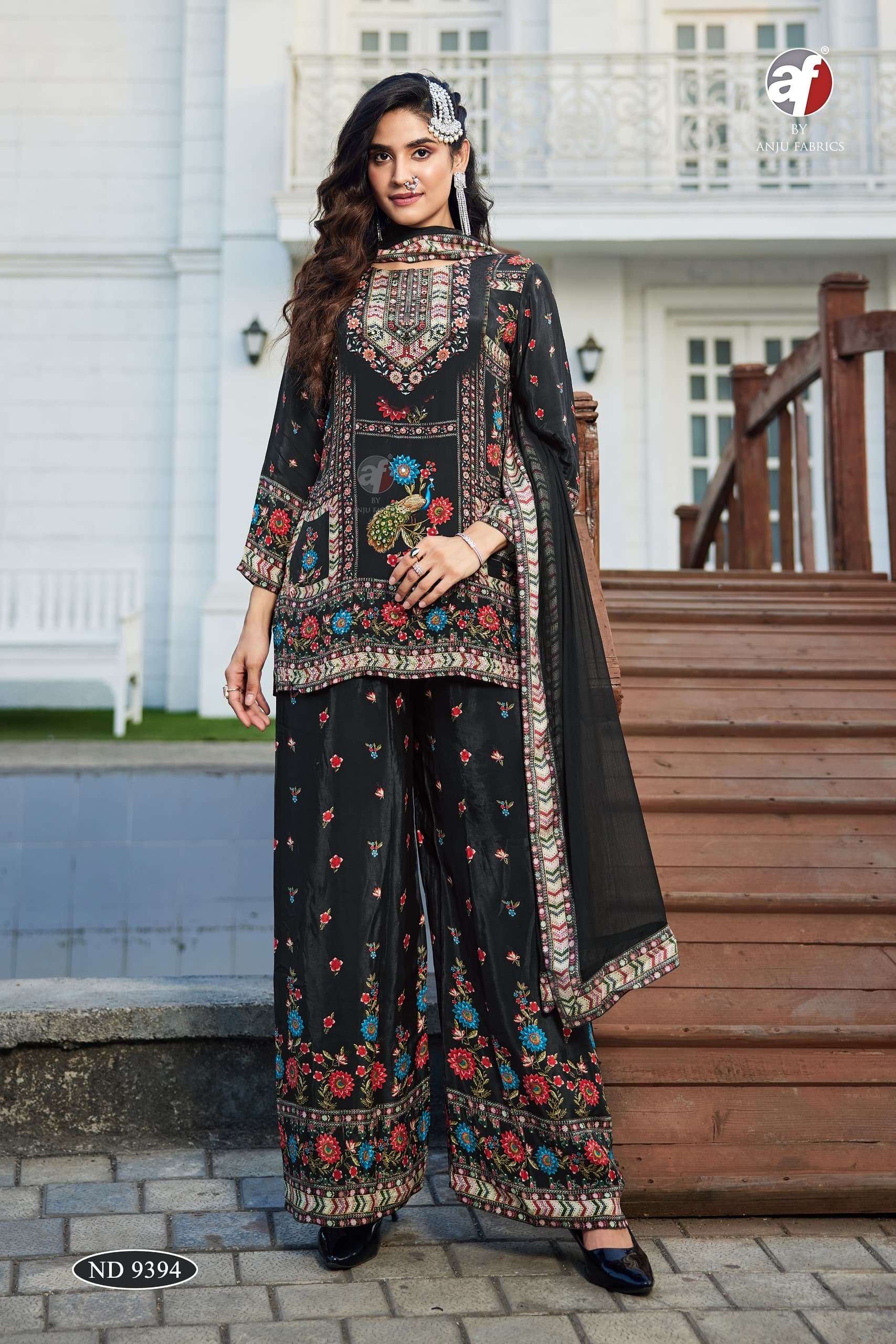 Short designer pure natural crape wholesale suit