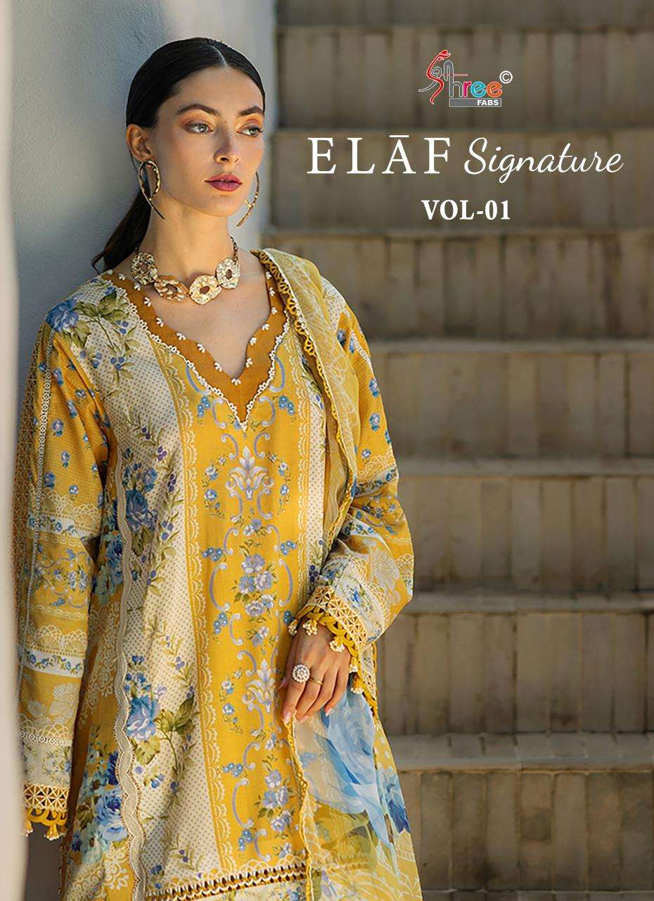 Shree fabs elaf signature vol-1 series 3886-3891 lawn wholesale suit