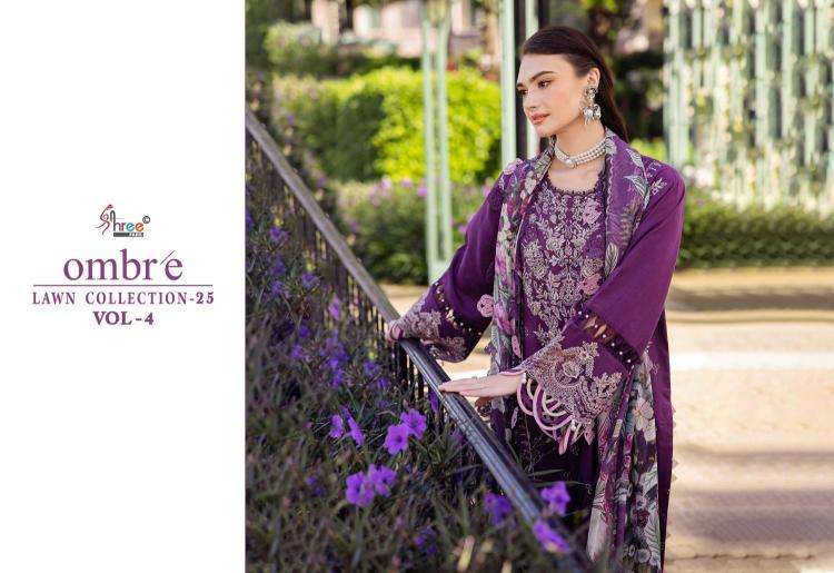 Shree fabs ombre lawn collection 2025 vol 4 series 3894-3900 cotton wholesale suit