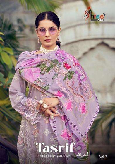 Shree fabs tasrif premium lawn vol-2 series 101-106 cotton wholesale suit