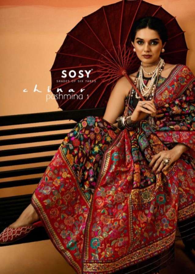 Sosy Chinar Pashmina-1 Modal Kashmiri Handloom Weaving  Silk Saree 