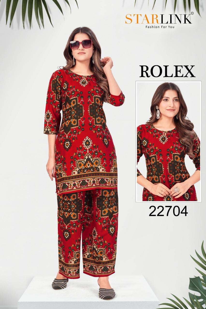 starlink rolex series 22701-22713 rayon kurti with bottom 