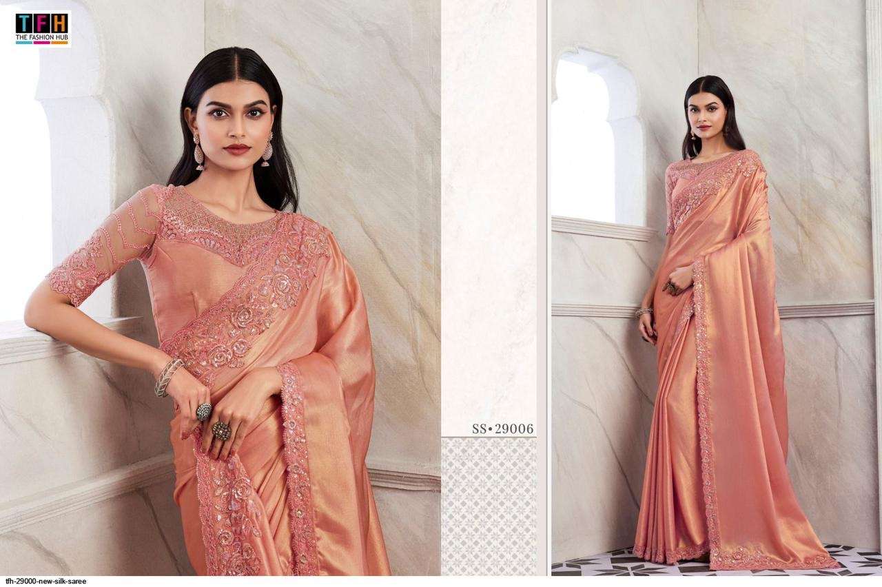 Tfh sandalwood 11th edition hits designer soft glass silk wholesale saree