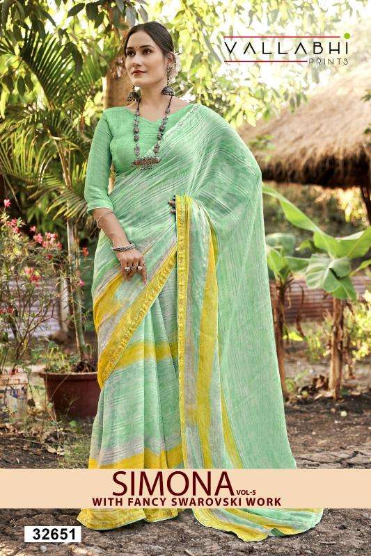 vallabhi print simona vol 5 series 32651-32656 chiffon wholesale saree