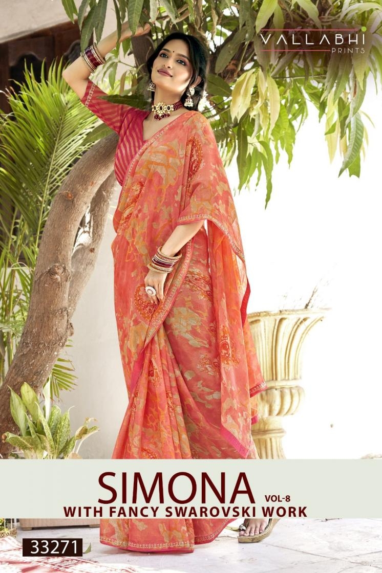vallabhi print simona vol 8 series 33271-33276 chiffon wholesale saree