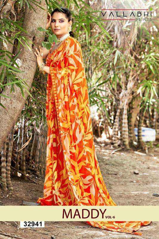  Vallabhi prints maddy vol 6 series 32941-32946 georgette wholesale saree