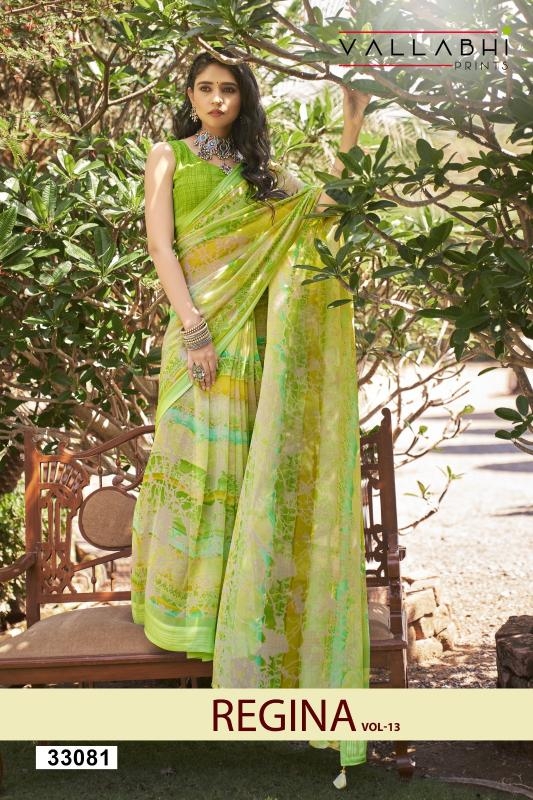 vallabhi prints regina vol 13 series 33081-33086 georgette wholesale saree