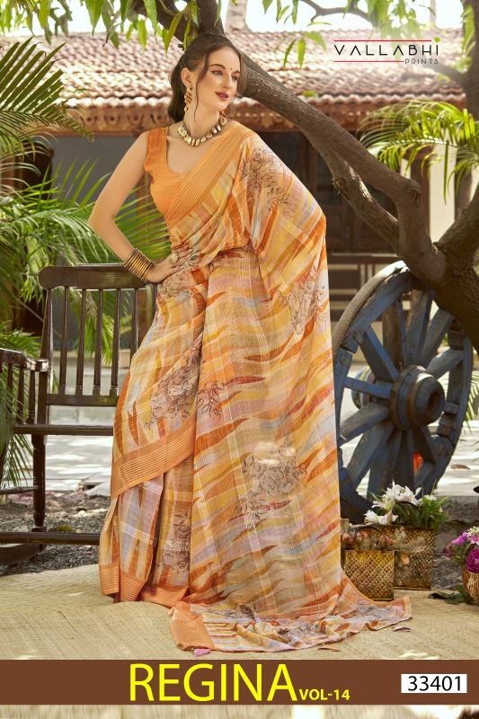 vallabhi prints regina vol 14 series 33401-33406 GEORGETTE wholesale saree