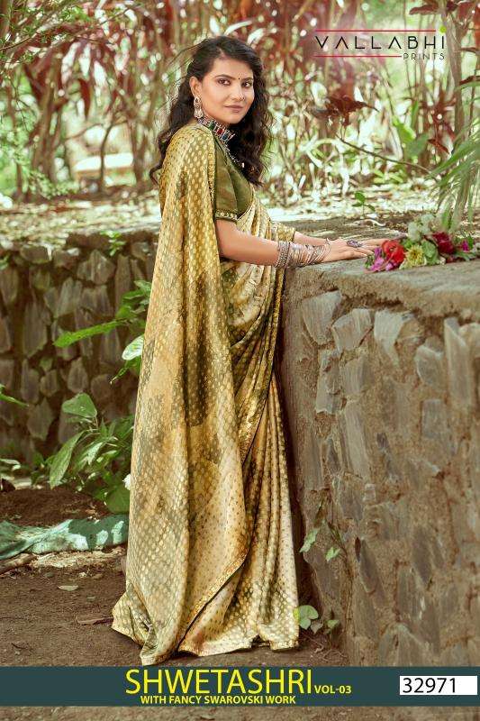 Vallabhi prints shwetashri vol 3 series 32971-32976 chiffon wholesale saree