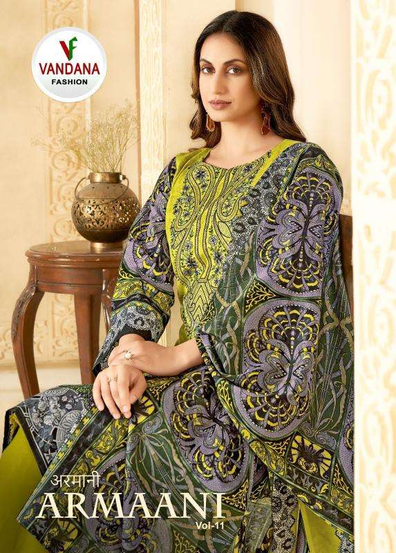 Vandana fashion armaani vol 11 series 11001-11008 cotton wholesale suit