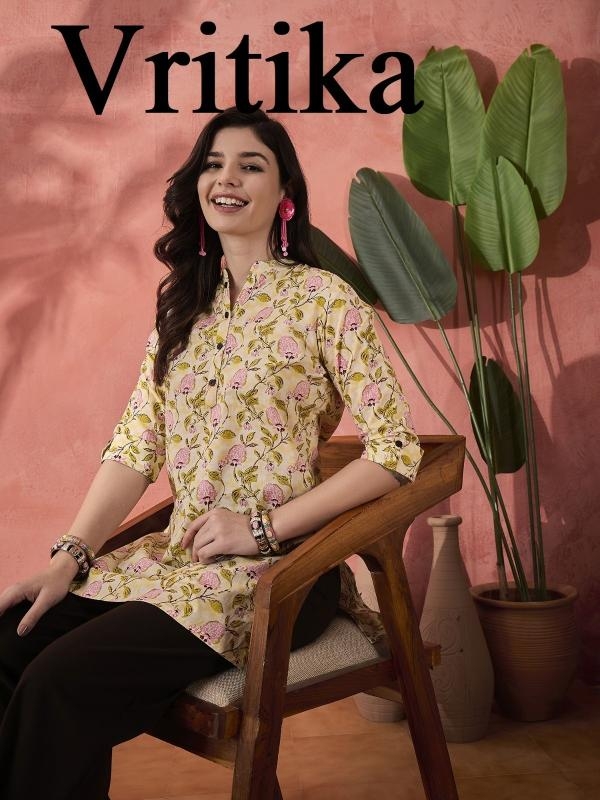 vritika series 51166-51171 cotton print readymade classic western top for girls