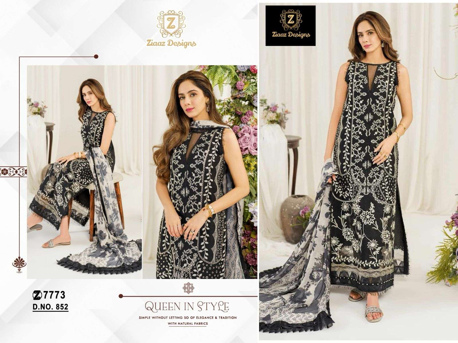 Ziaaz Designs 852 Cotton Rayon Wholesale Suit