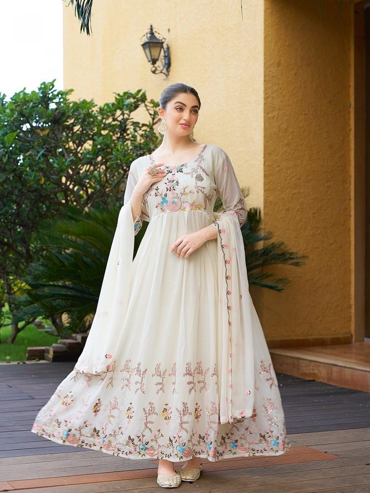 5021 readymade foux georgette thread sequence classic salwar kameez