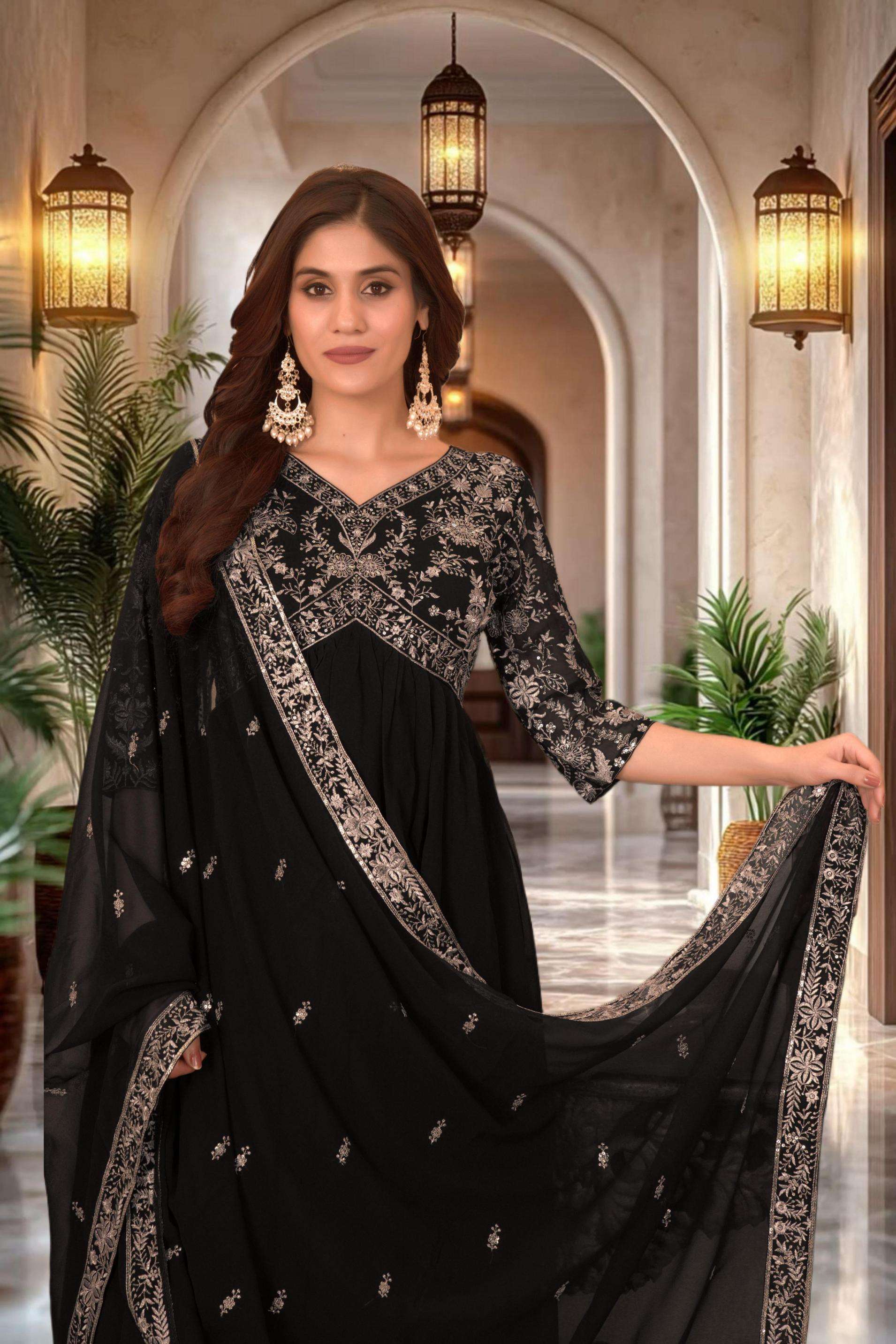 5049 faux georgette sequence work fully stitch exclusive dress