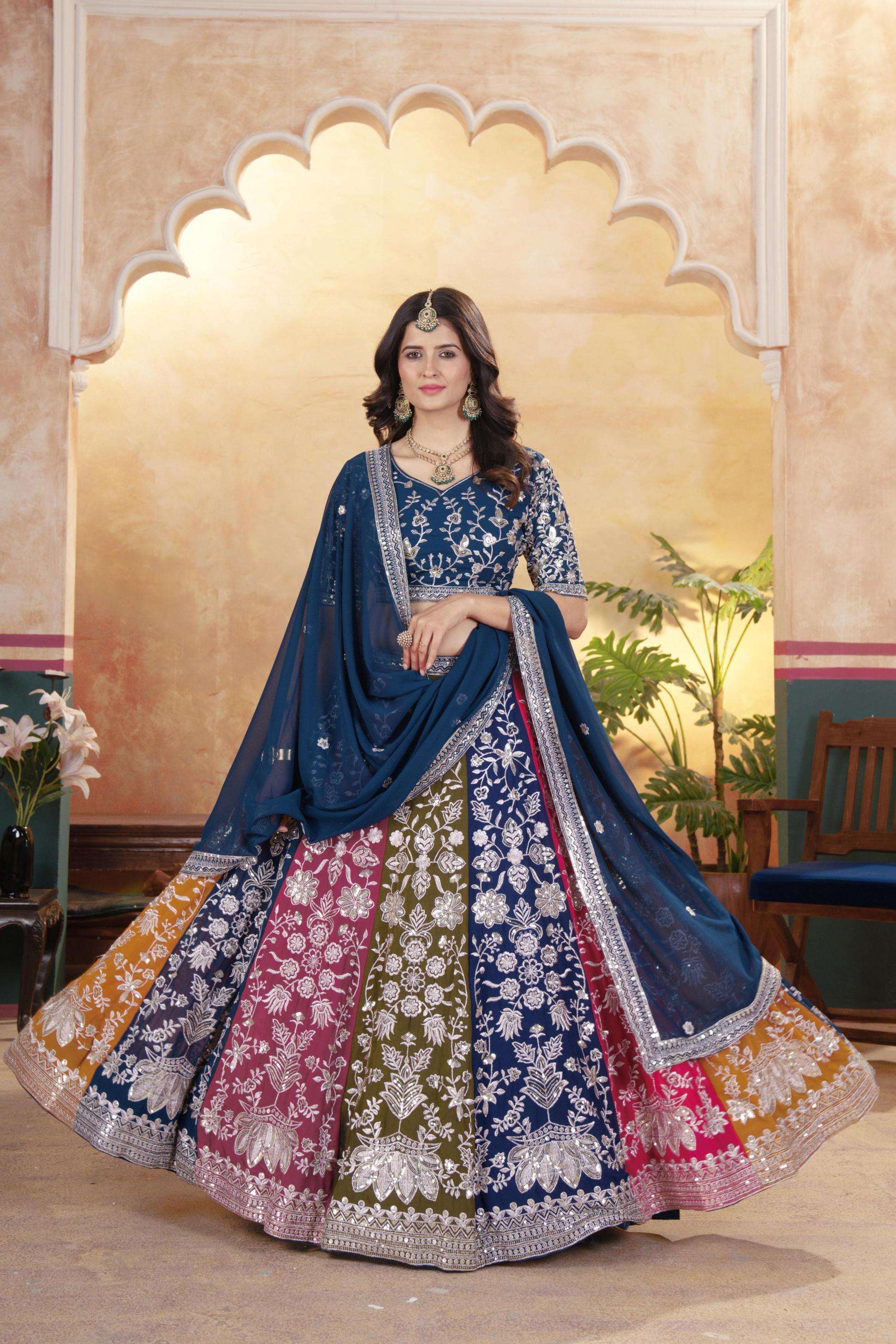 5053 festival wear half saree faux georgette stitch lehenga unstitch choli supplier