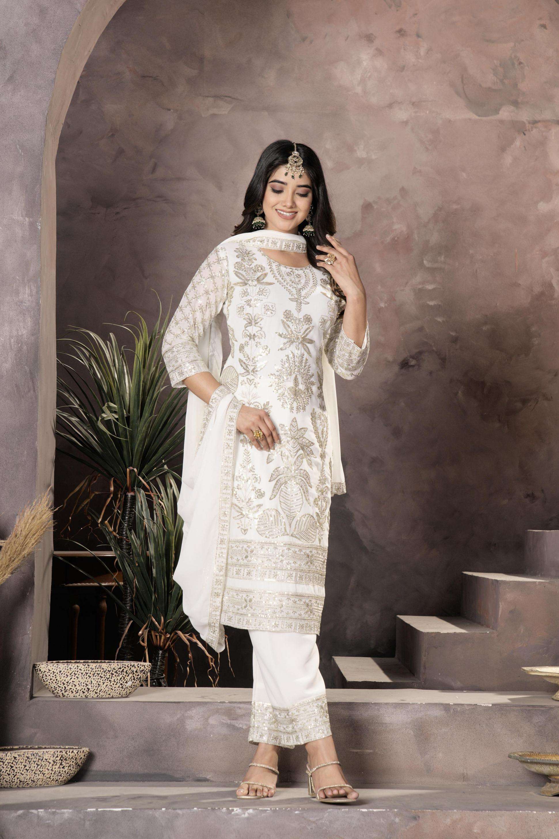 5060 faux georgette readymade ethnic style combo salwar kameez