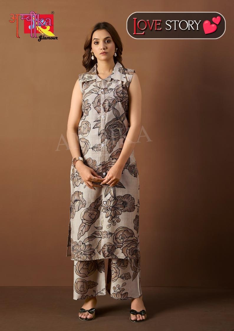 ambika love story vol 2 vetican mill print kurti with bottom