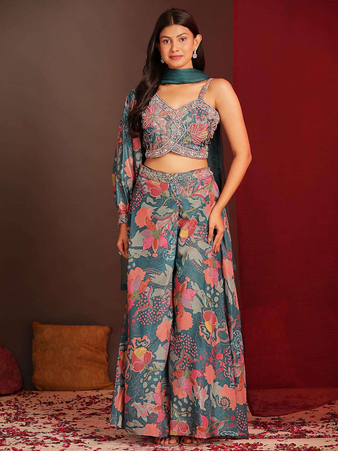 amoha c419 chinon readymade festival wear crop top for womens