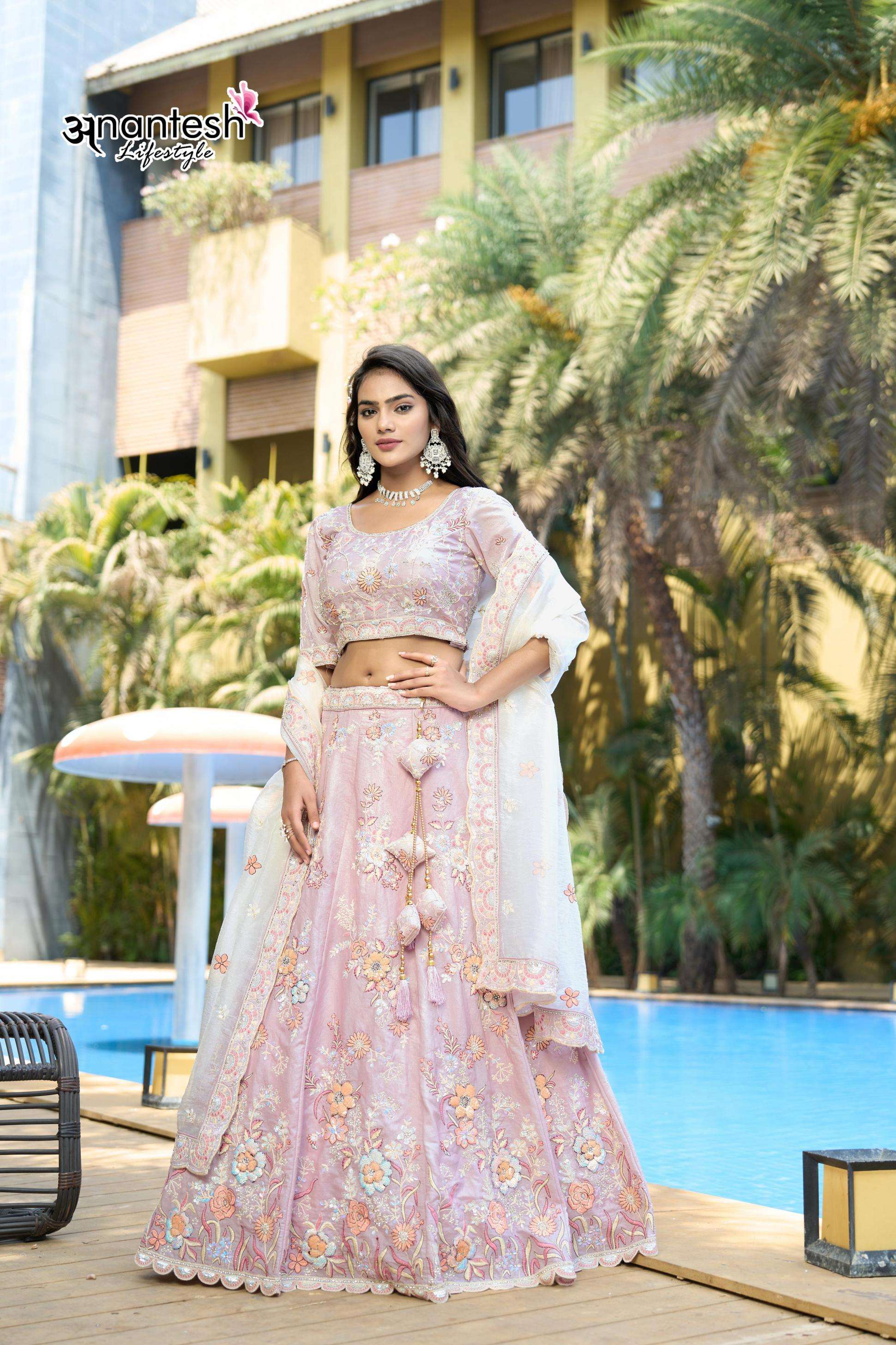 anantesh lifestyle 5051 fendy silk half saree semi stitch wholesale chaniya choli 