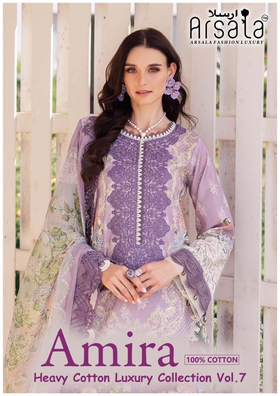 Arsala Amira Vol-07 series 701-706 Pure Heavy Lawn Cotton wholesale suit 