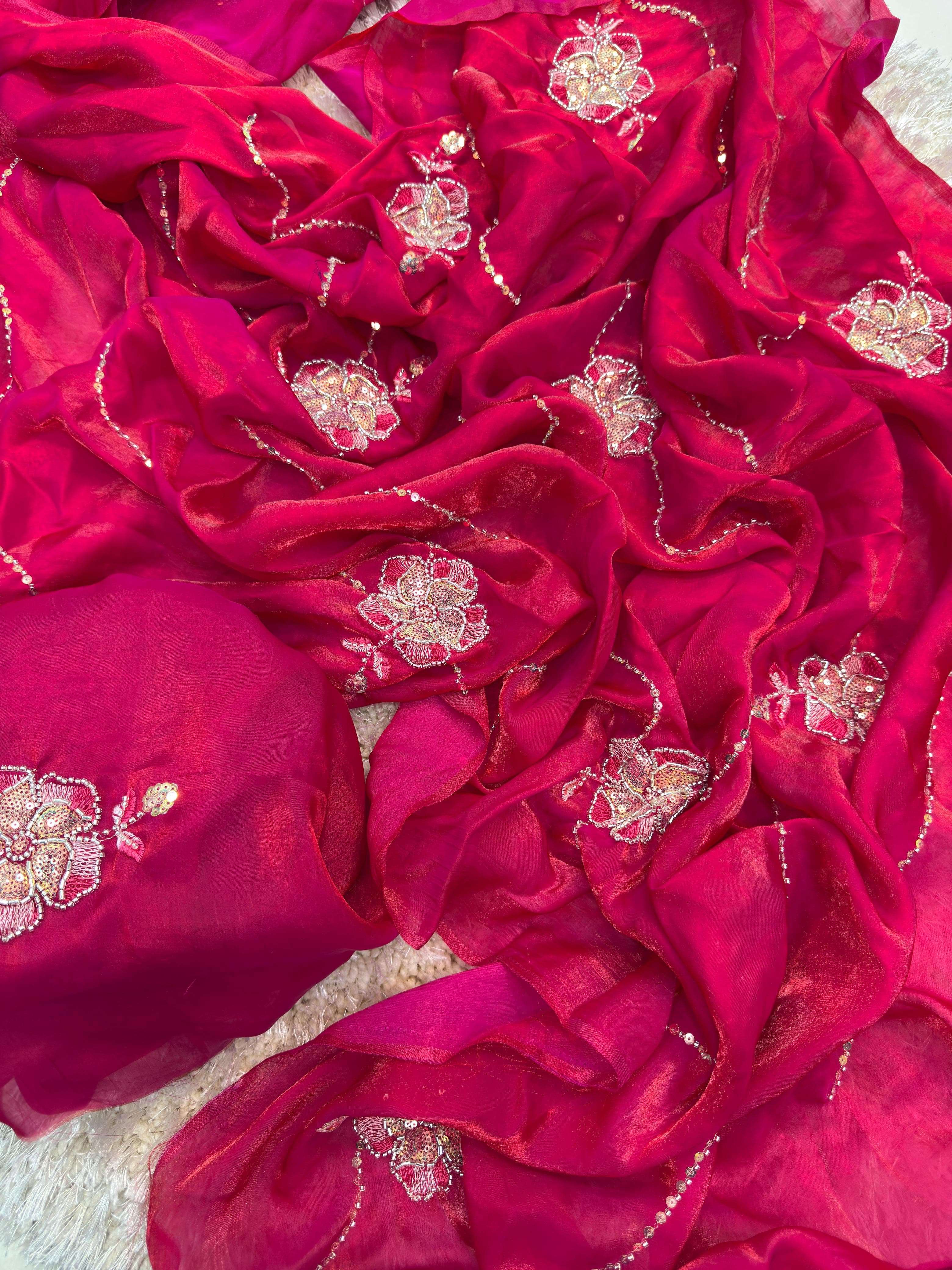 AVANTIKA Saree with real handwork all over lehriya work 