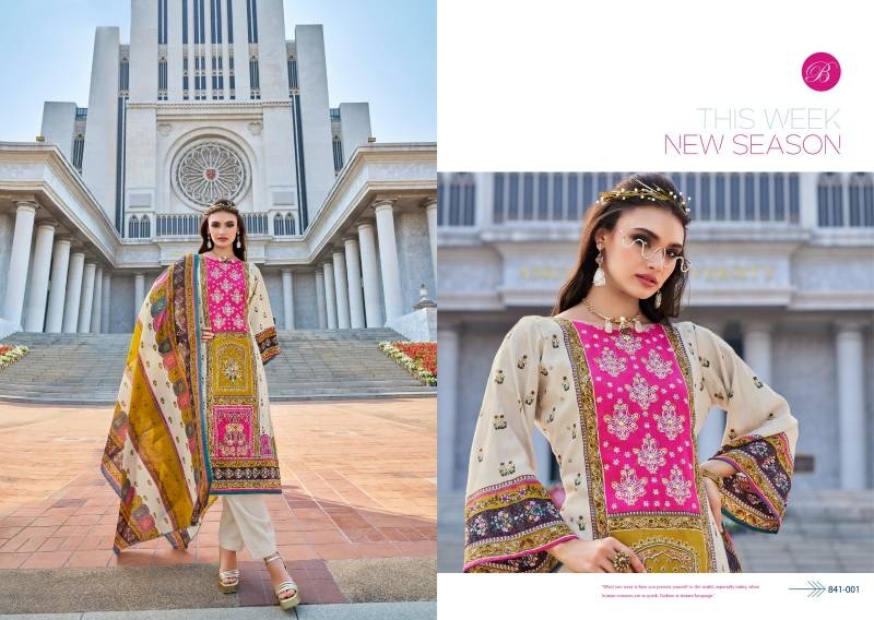 Belliza Dil E Nagma Black And White series 841001-841002 PURE COTTON suit