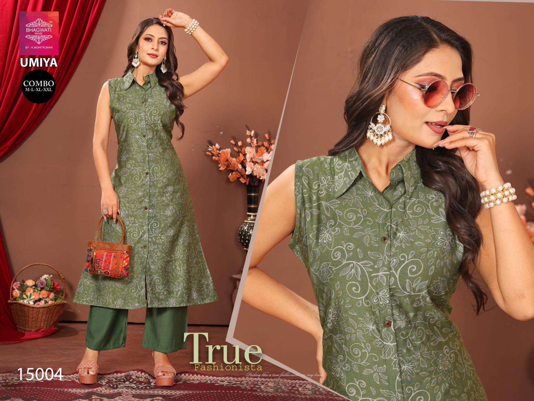 bhagwati trendz umiya series 15001-15019 vatican print wholesael co-ord sets