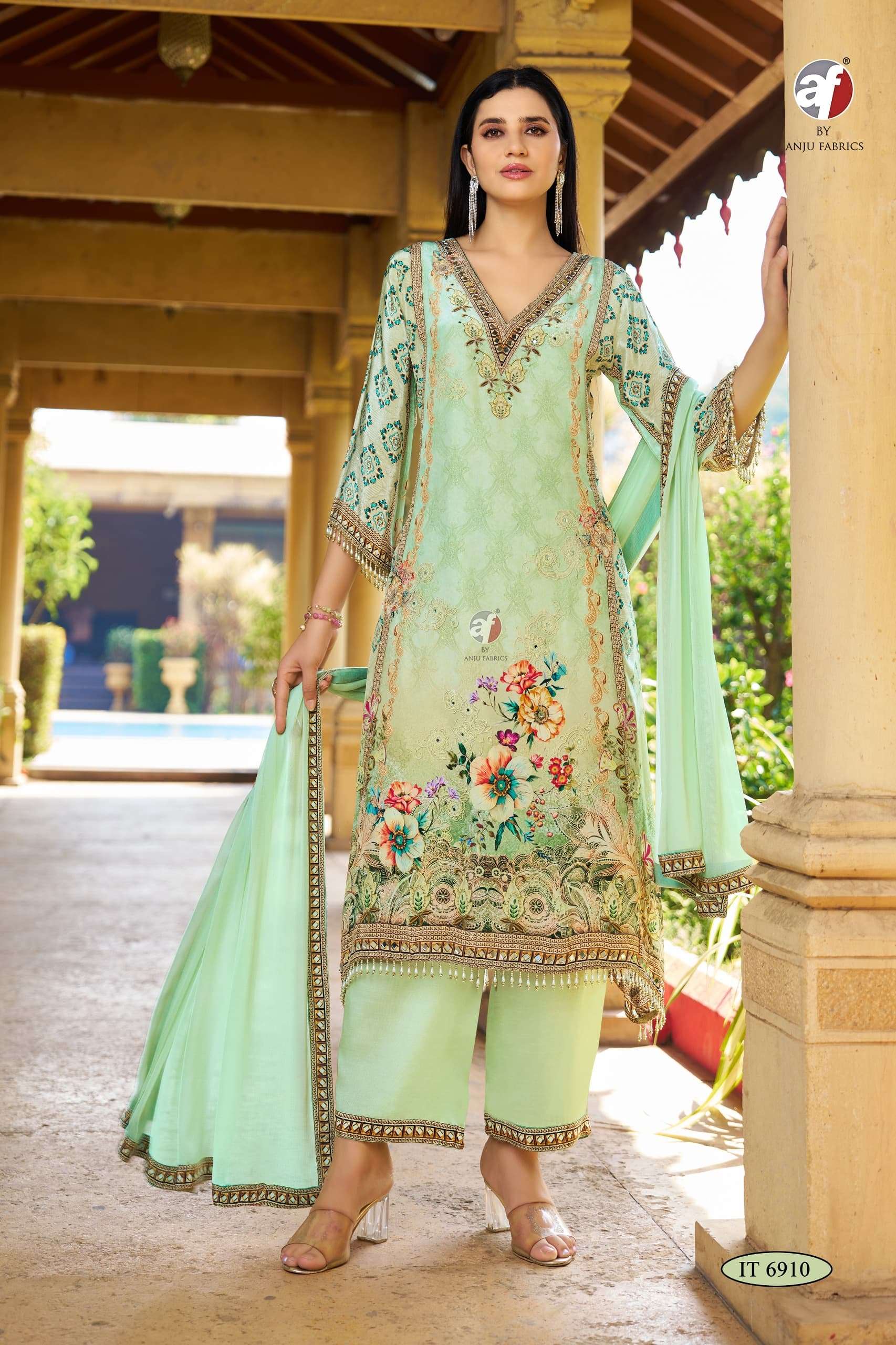 bt 1457 PURE NATURAL CREPE TALE CUT KURTI WITH  PANT & DUPATTA