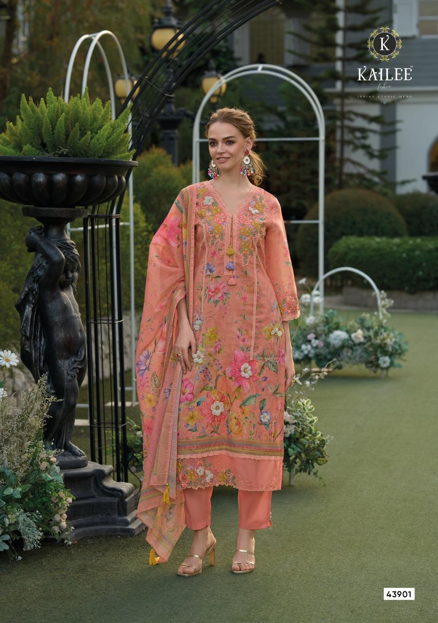 bt 253 PURE LINEN FABRICS  PURE hand and therad WORK wholesale suit 