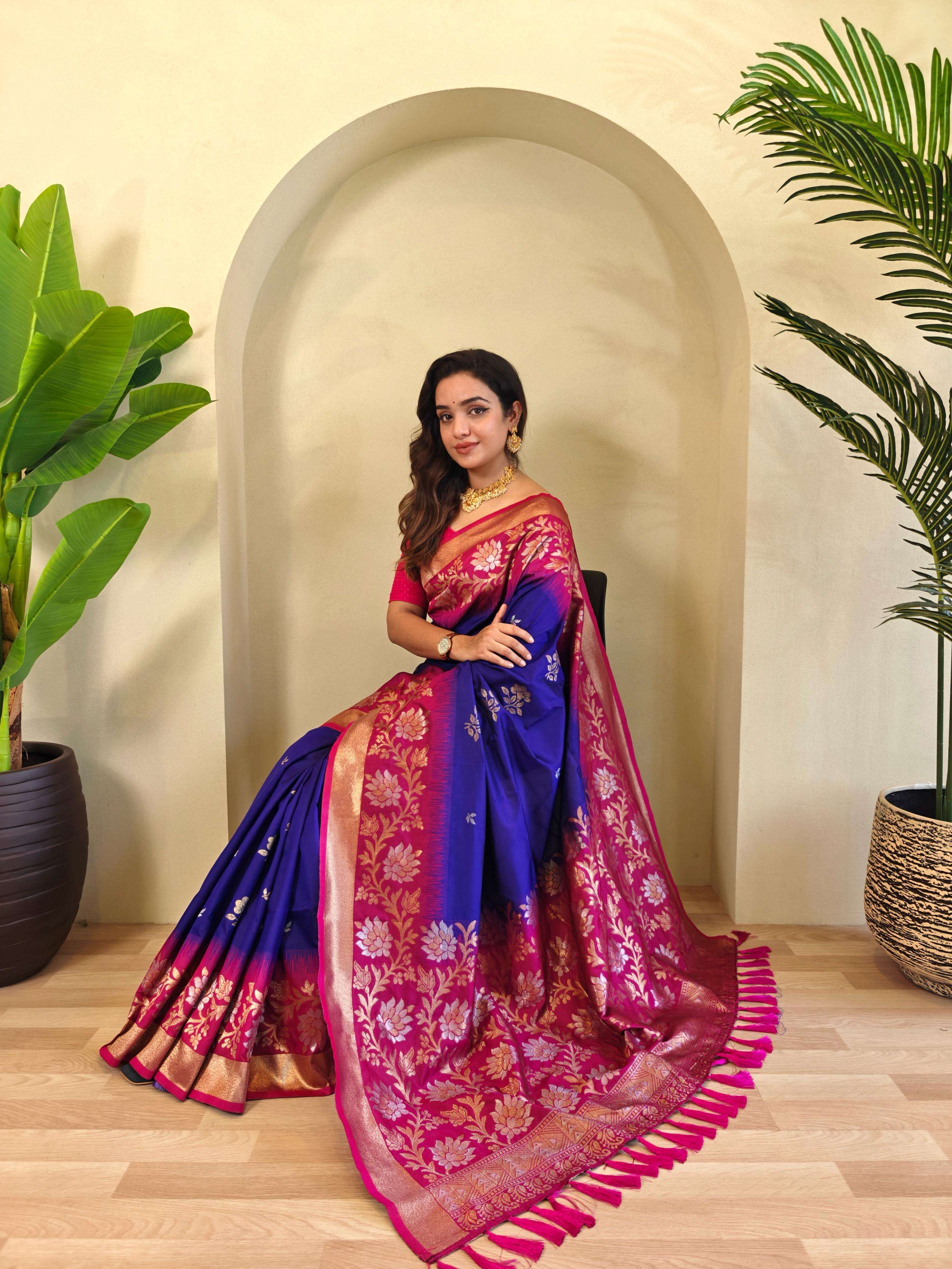 BT-53 Fulpati Dual tone silk wholesale saree