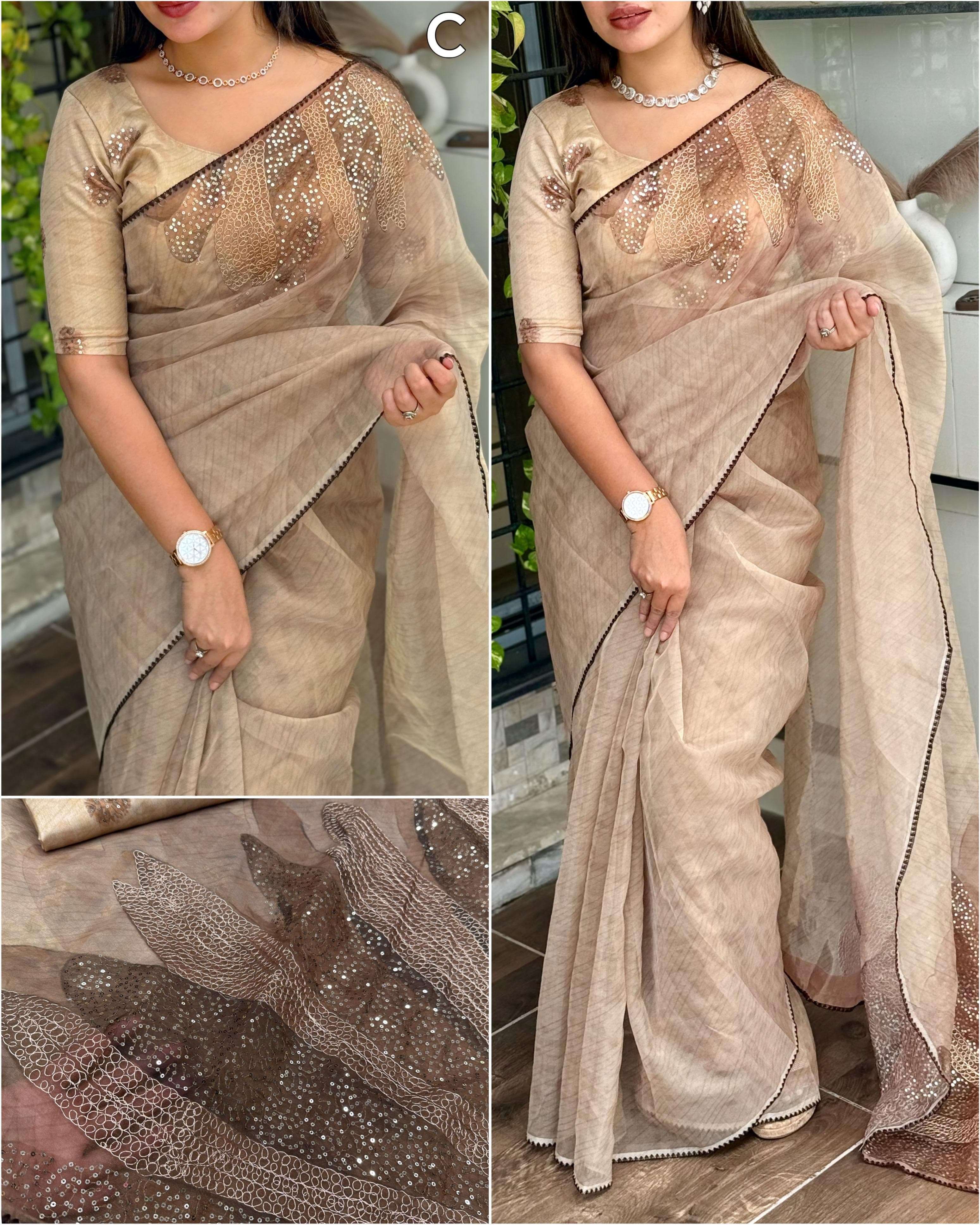 BT-56 Rimzim A Digital printed pure tissue organza wholesale saree