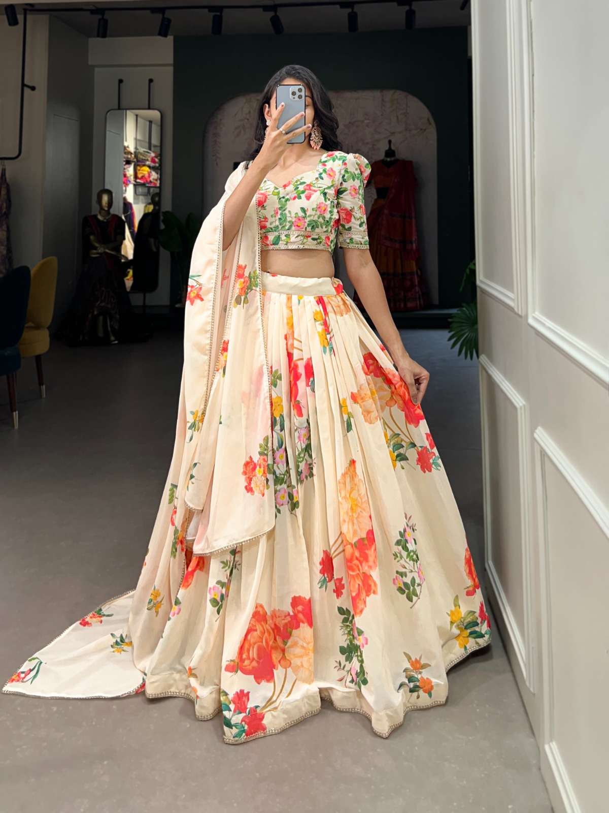 CHHAVI Floral Print Georgette wholesale Lehengas 