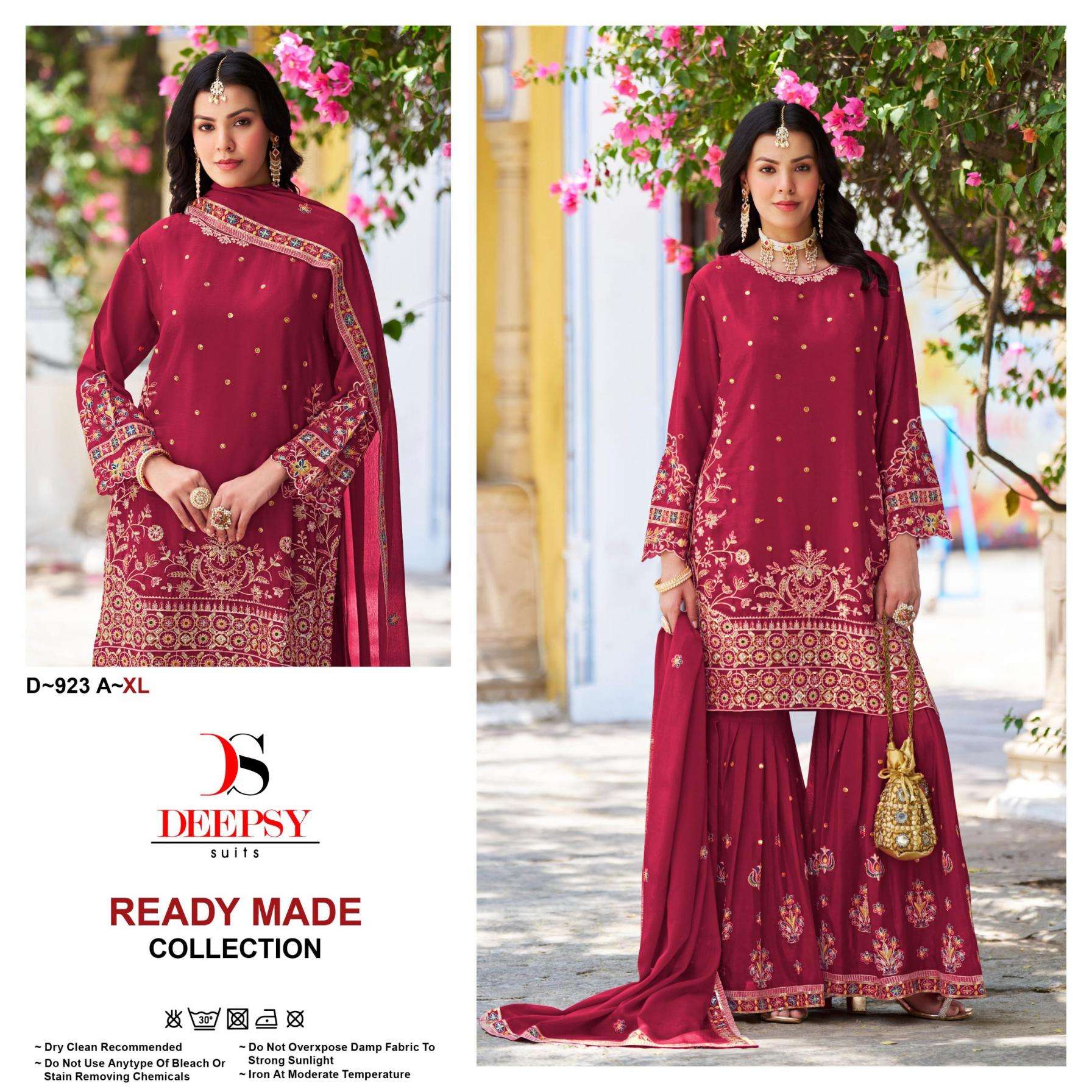 deepsy suits 923 readymade chinon ethnic pakistani plazzo kurti with dupatta