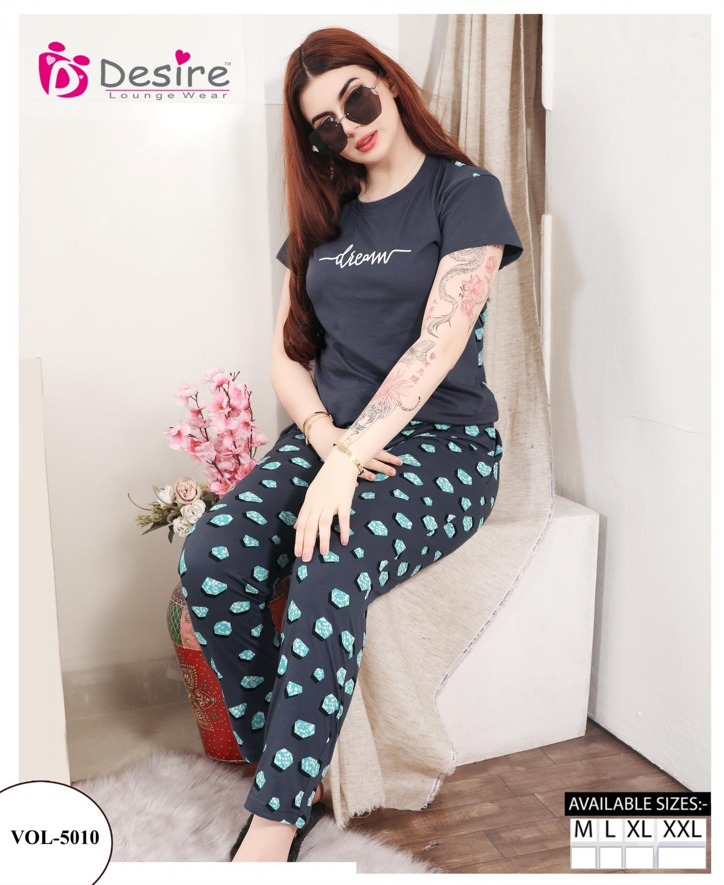 desire 5010 shop trendy hosiery cotton readymade tshirt with pyjama
