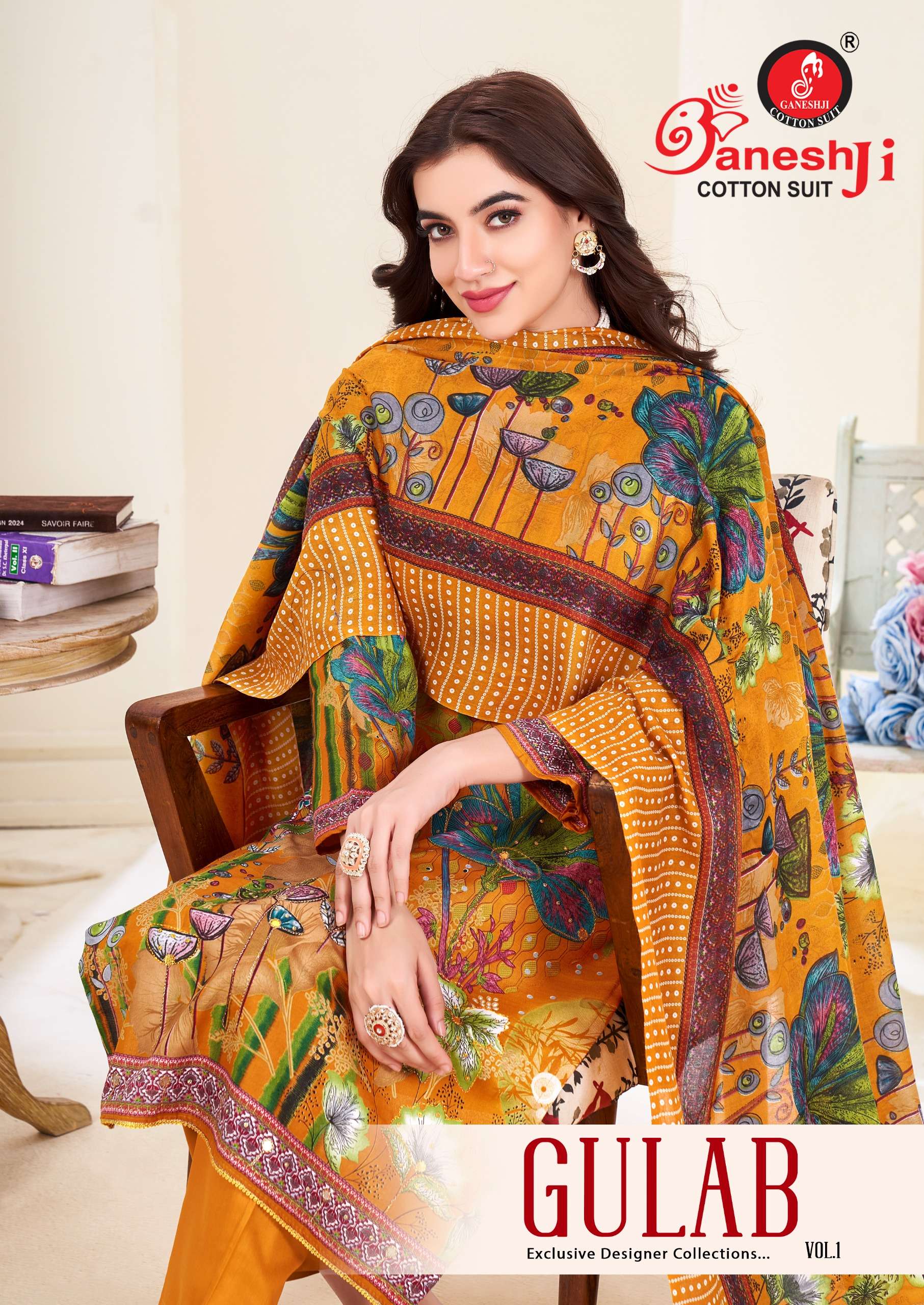 Ganeshji Gulab Vol-01 series 1001-1008 Pure Heavy Soft Cotton wholesale suit 