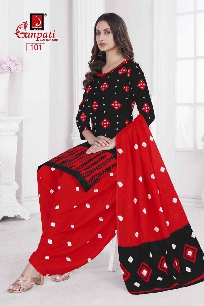 Ganpati Shibori Special Vol-01 series 101-106 Heavy Cotton wholesale suit 