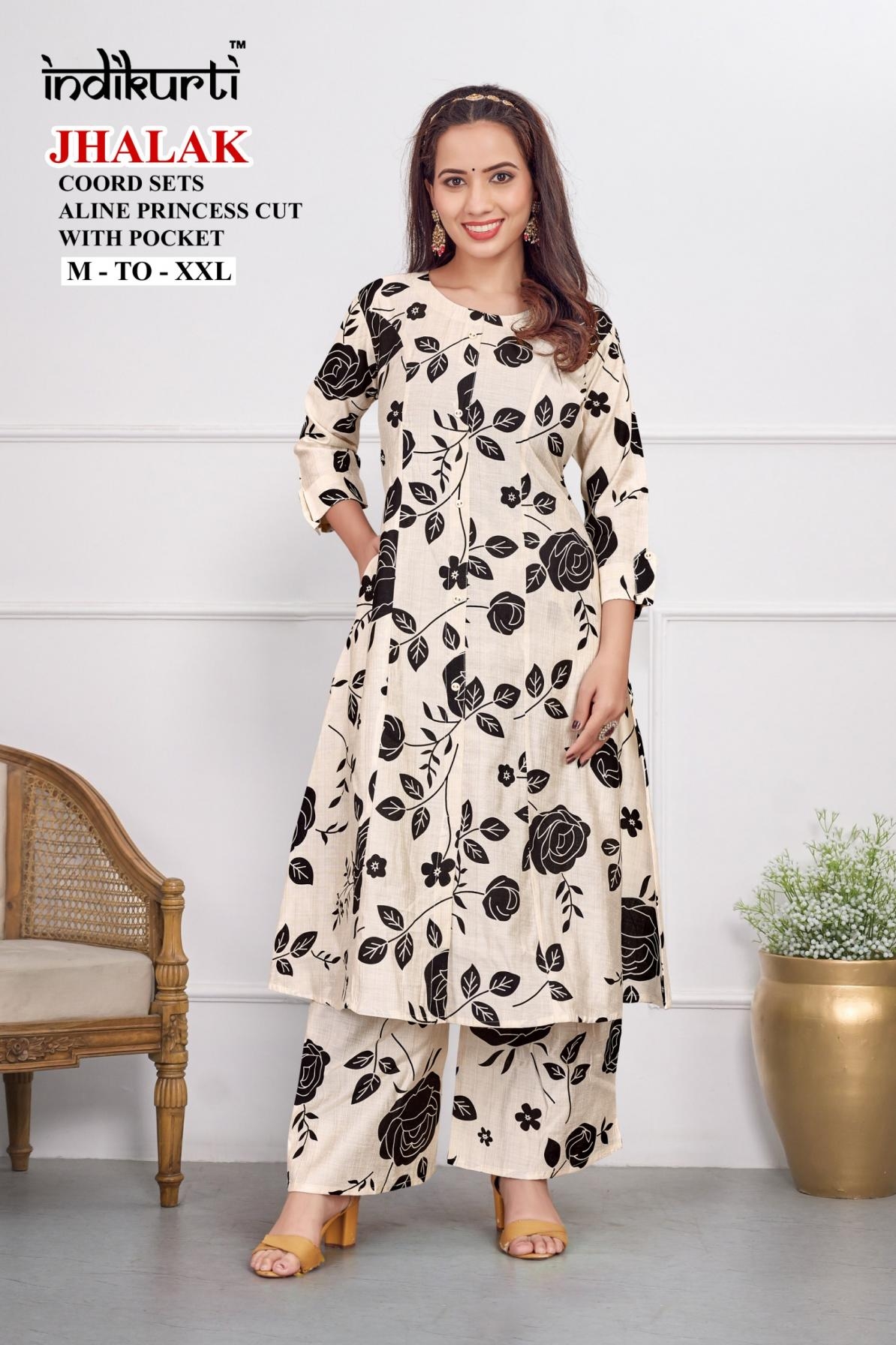 indikurti jhalak vertican print readymade wholesale combo set co-ord