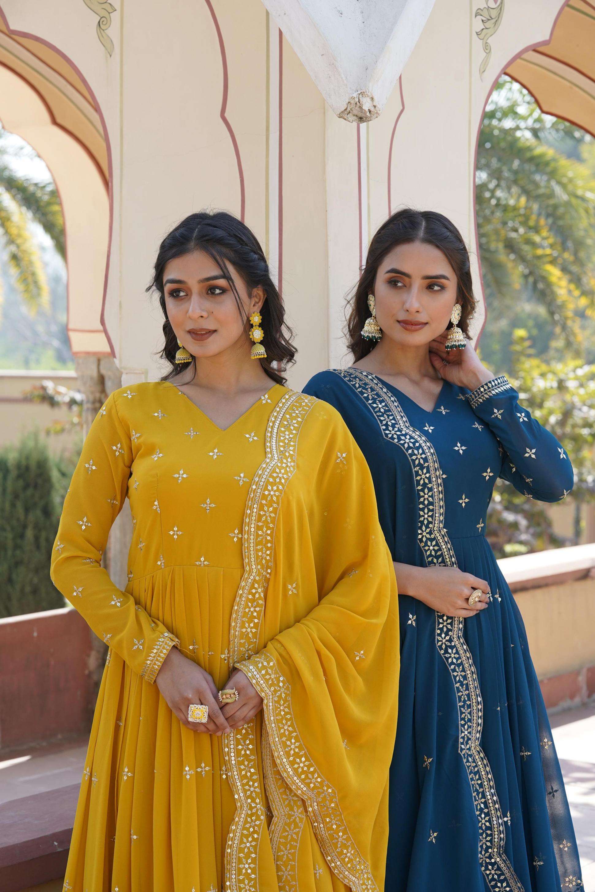 ka 1084 georgette fashionable readymade gown with dupatta