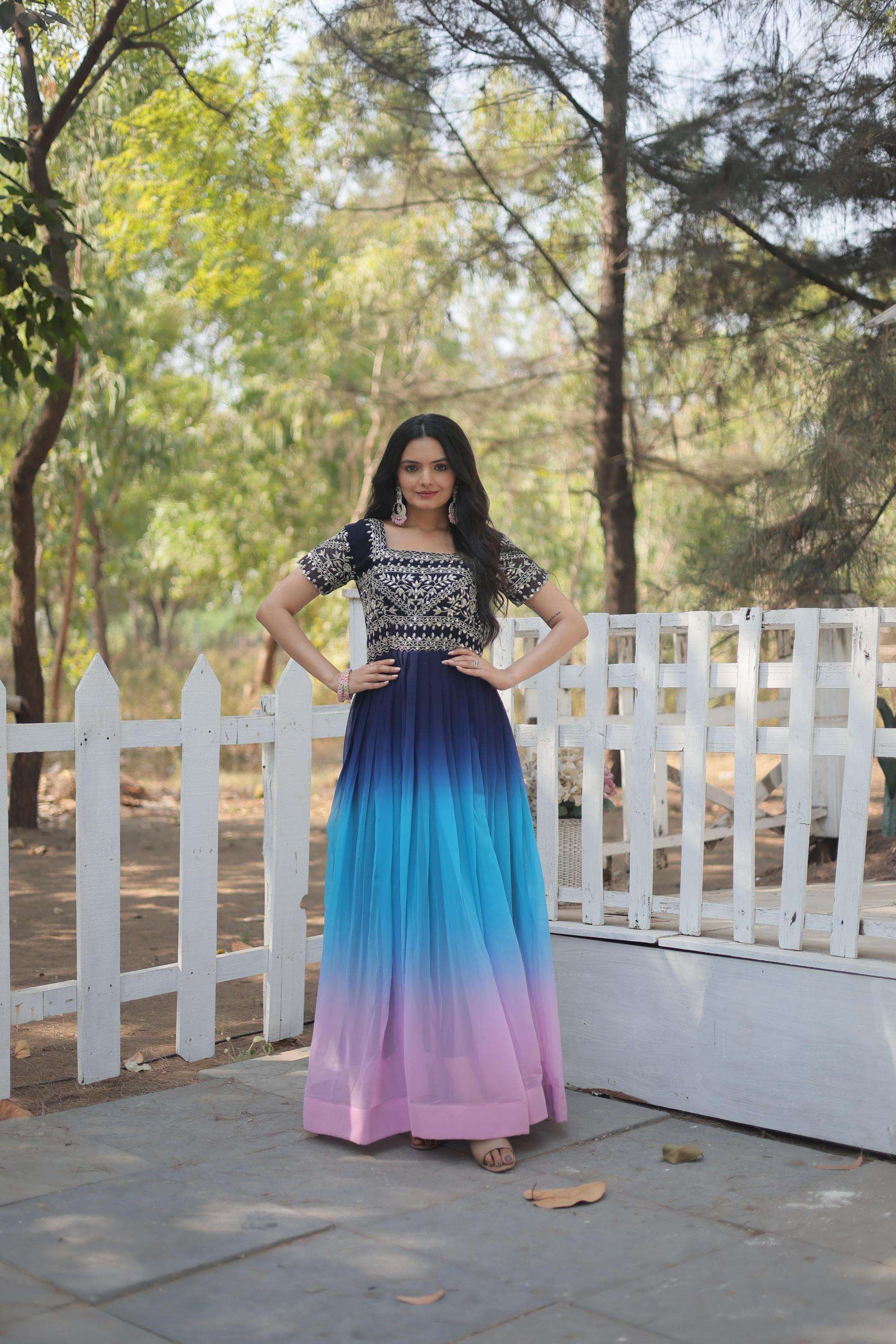 ka 1106 faux blooming designer party full stitched gowns