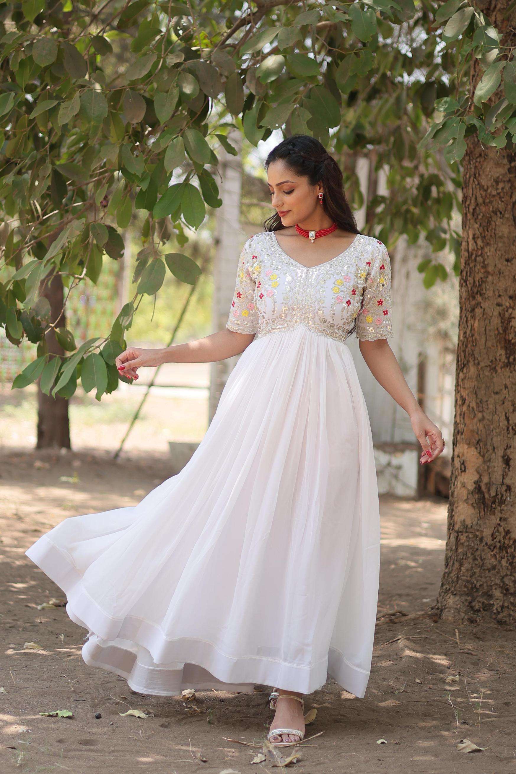 ka 1110 readymade faux blooming party wear gown for women