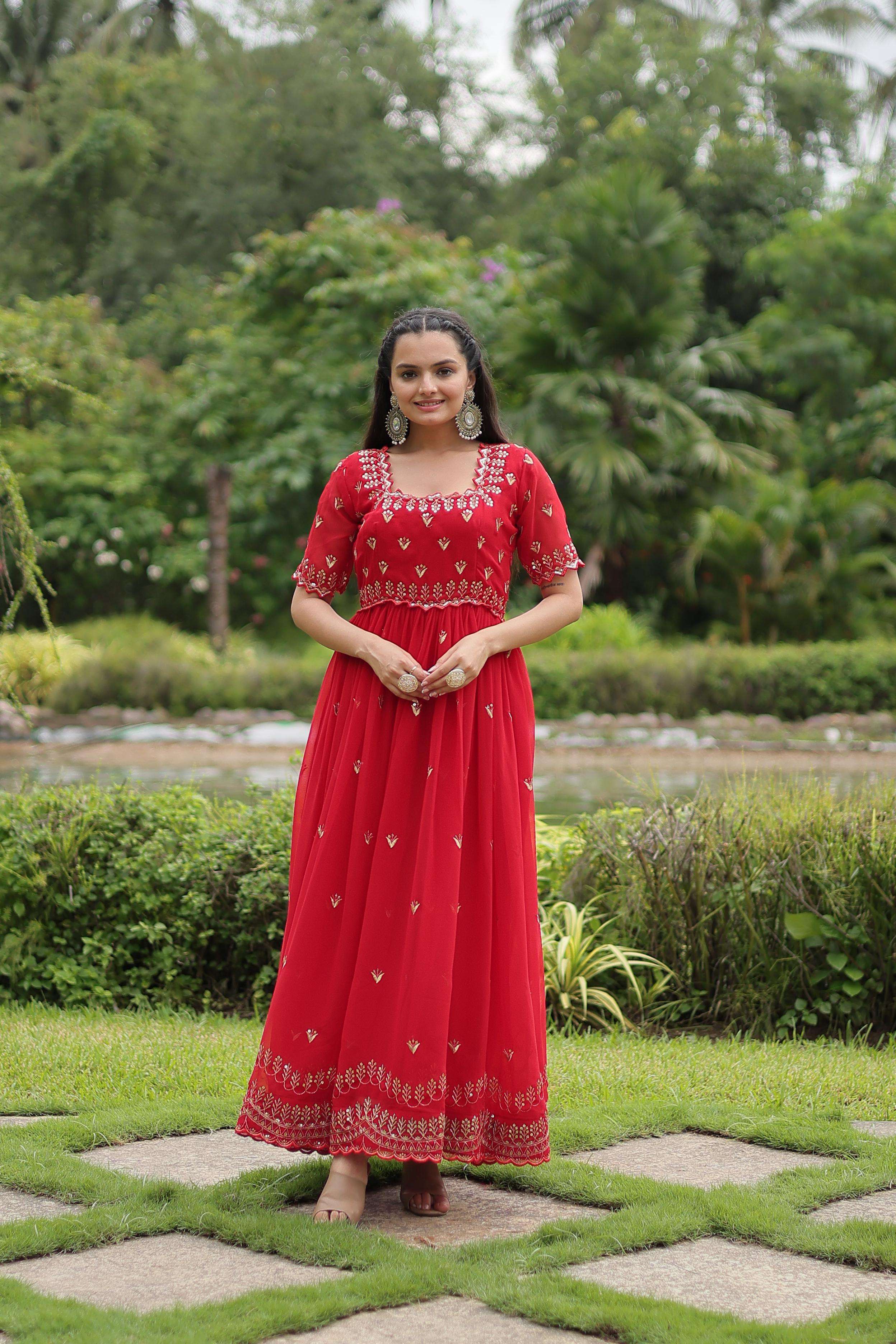 ka 1111 faux blooming readymade shop trendy gown supplier