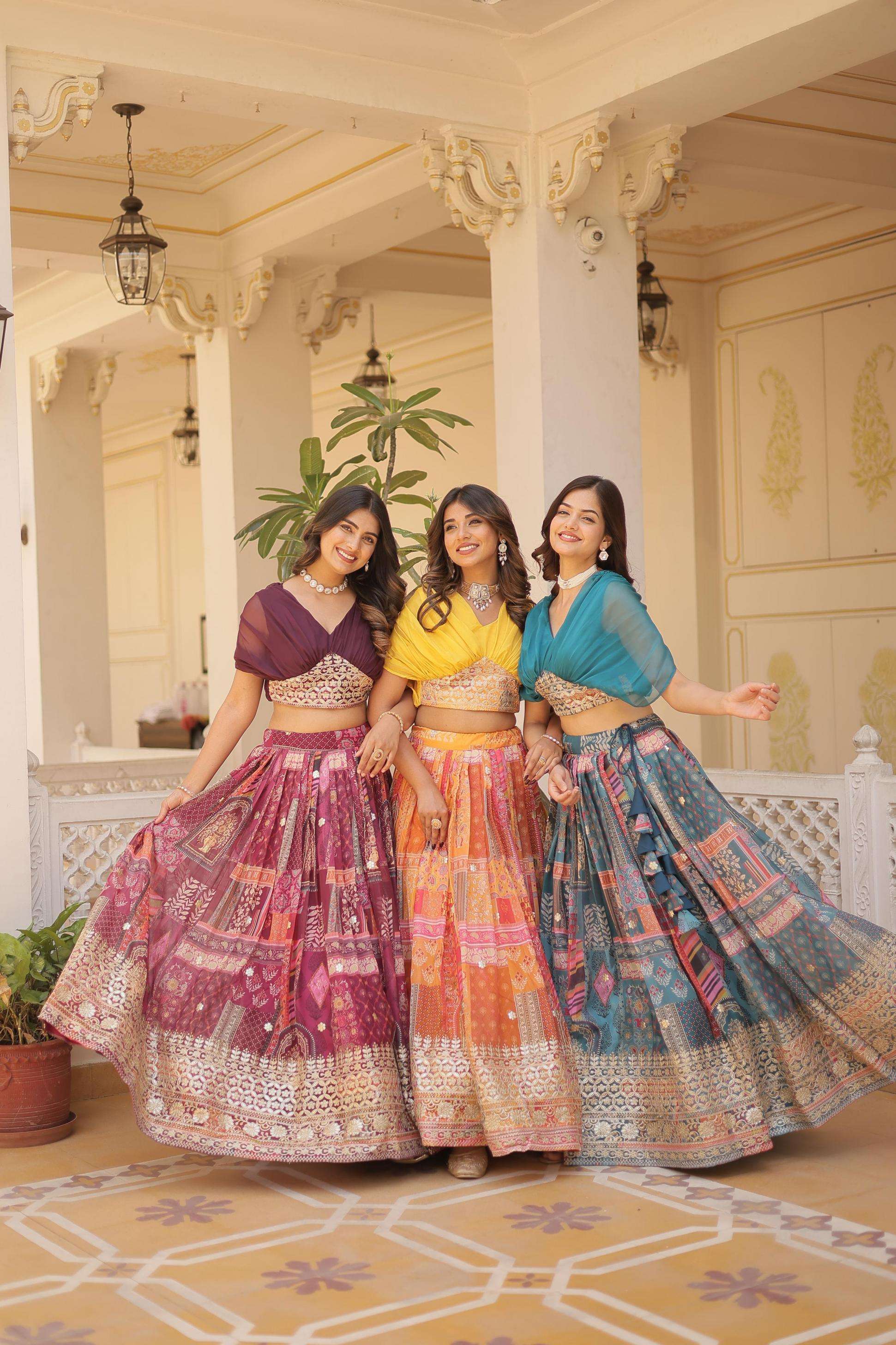 ka 5032 fully stitch russian silk engagement lehenga for bride