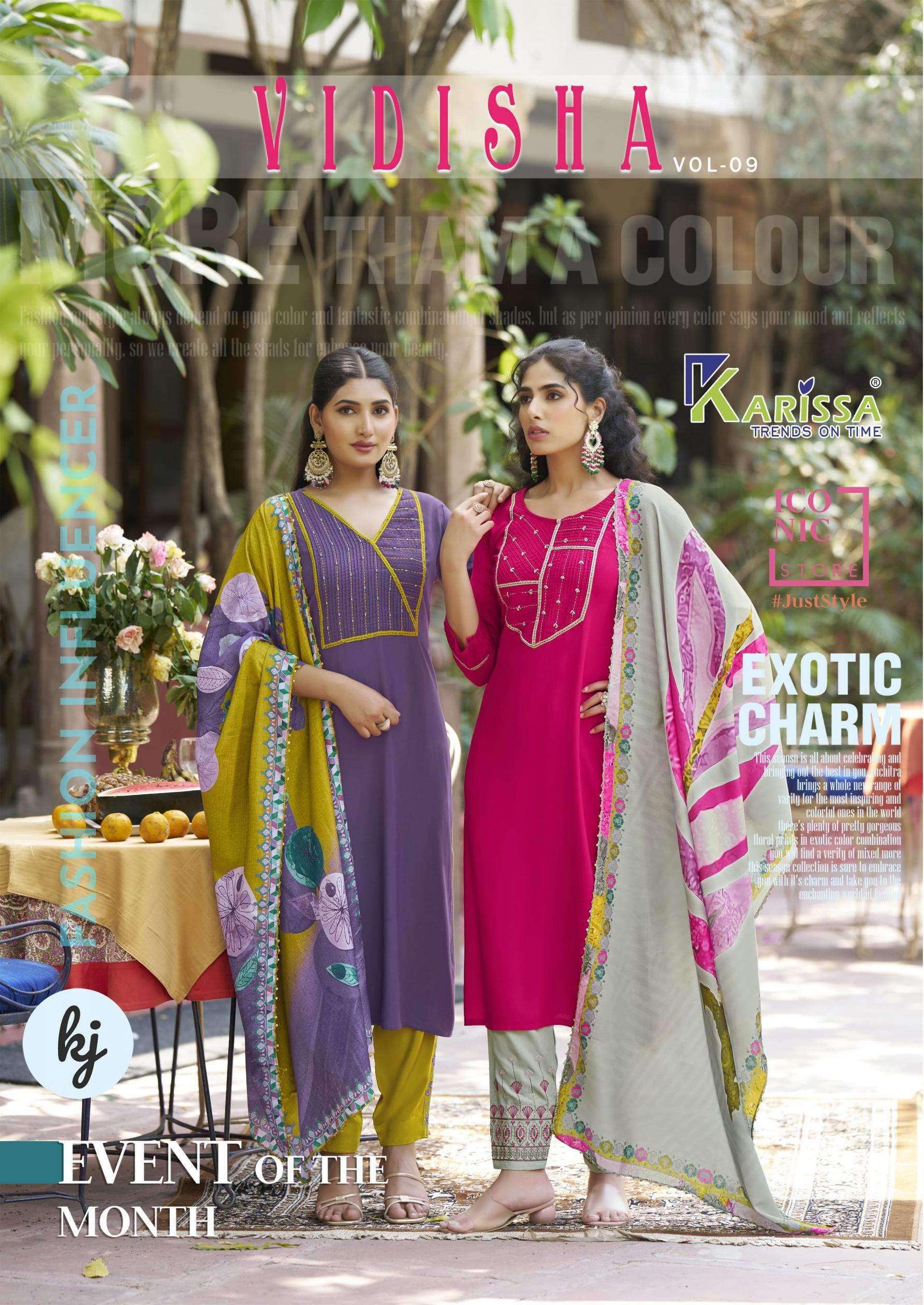 karissa vidisha vol 9 series 9001-9006 rayon wholesale suit 