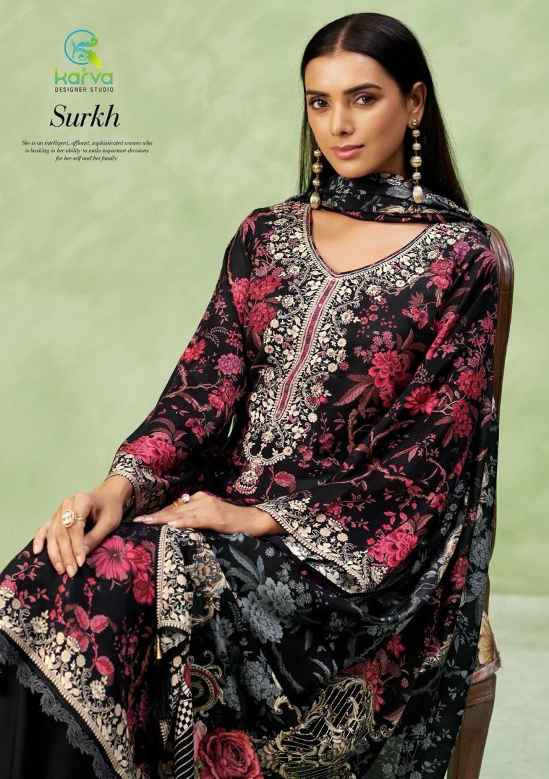 karva designer surkh vol 2 series 01-04 viscose muslin wholesale suit 