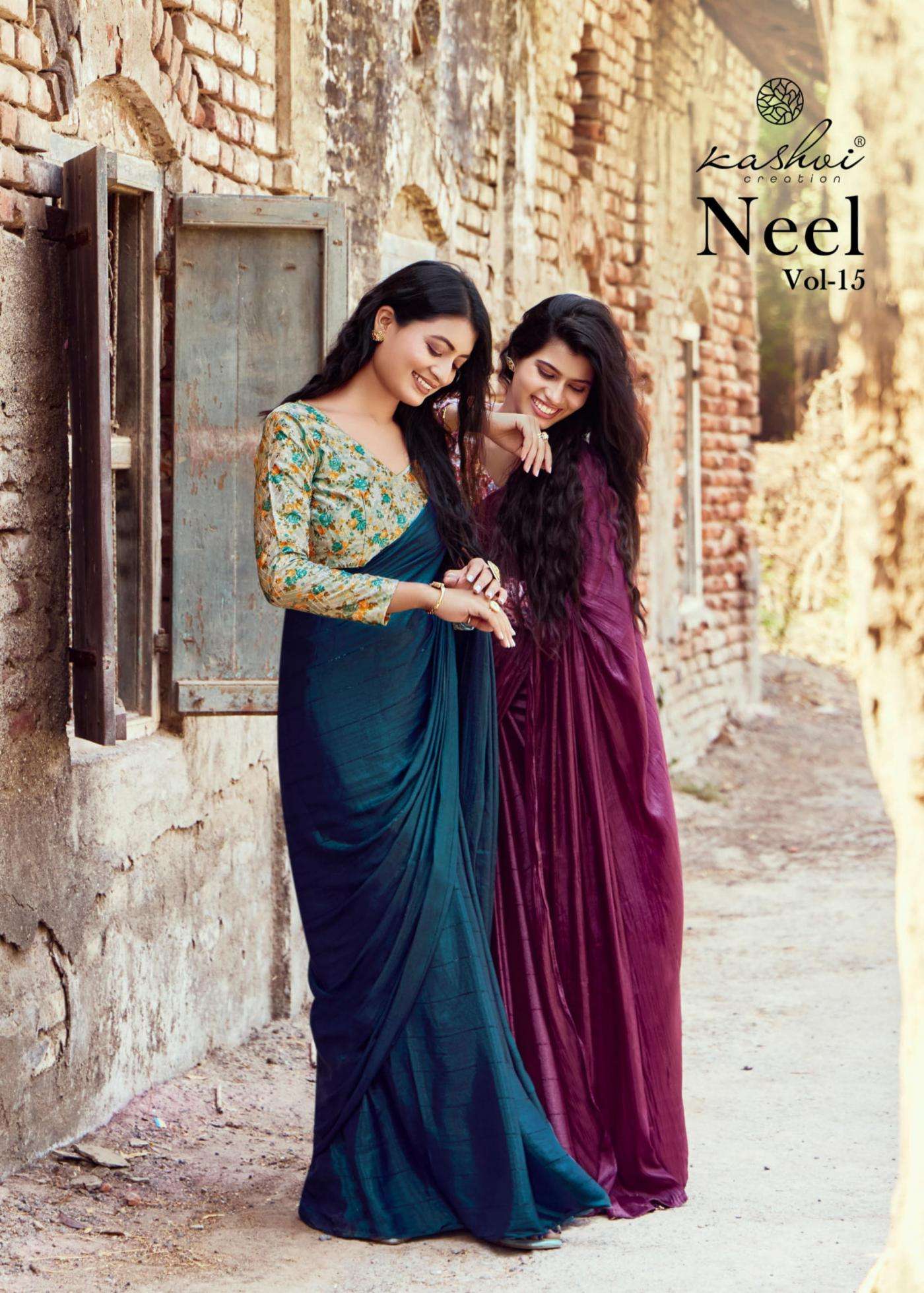 kashvi creation neel vol 15 series 1501-1508 mono satin wholesale saree