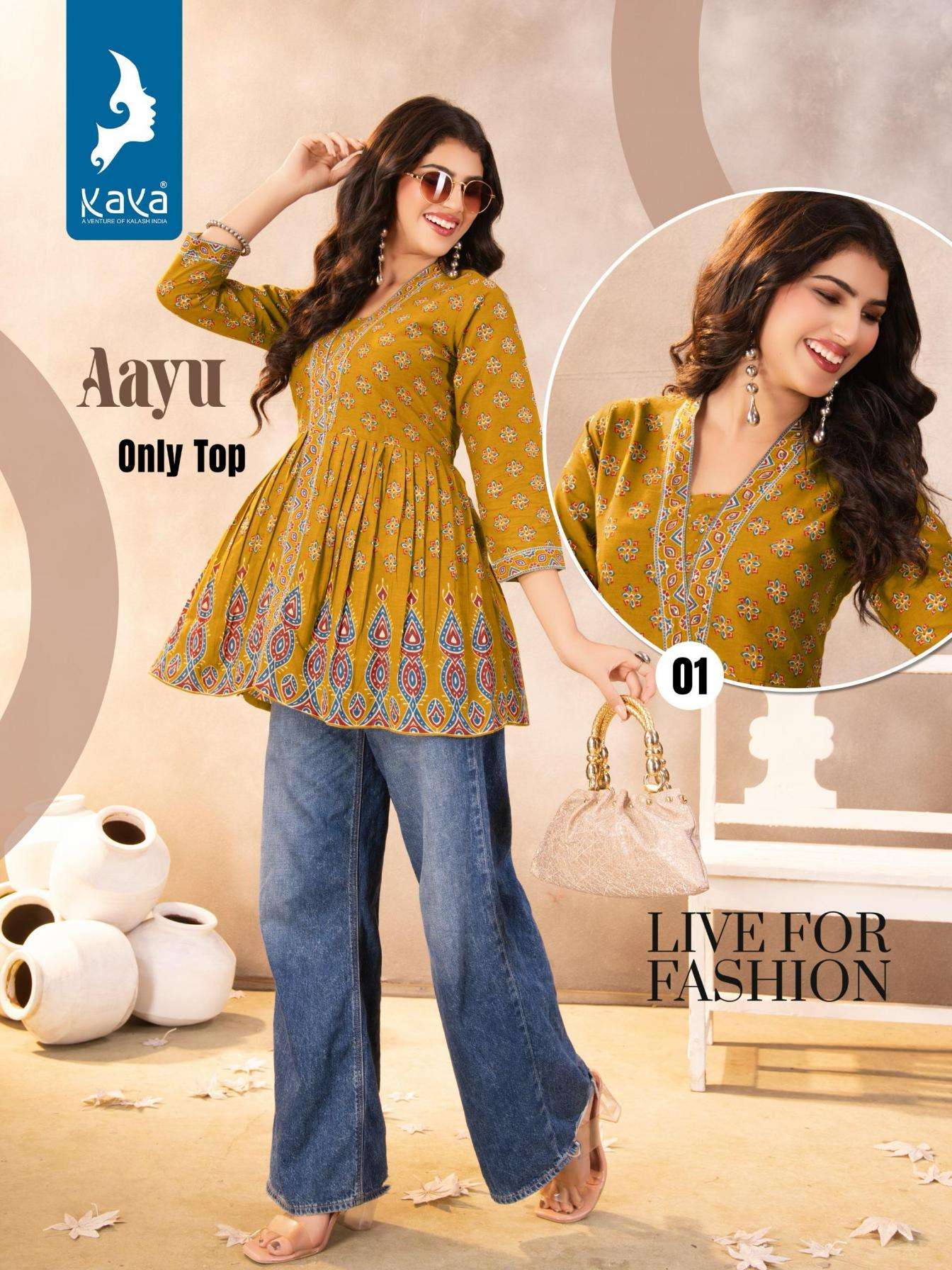 kaya aayu series 01-04 cotton print wholesale western tops 