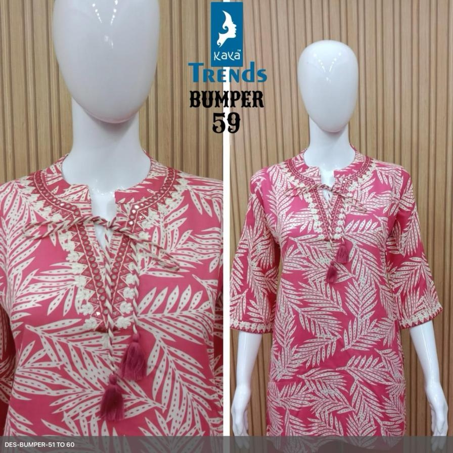 kaya bumper series 51-60 RAYON wholesale kurti 
