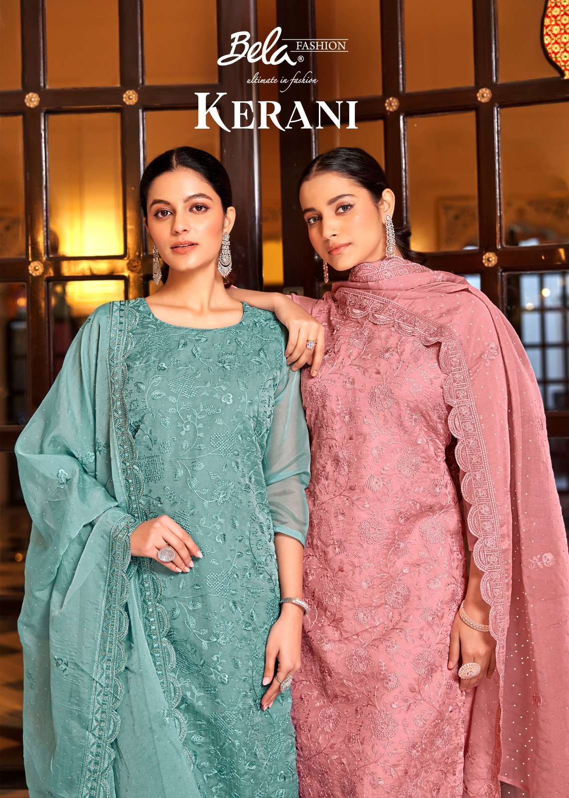 KERANI Orgenza Embroidery with Swarovski Work wholesale suit 