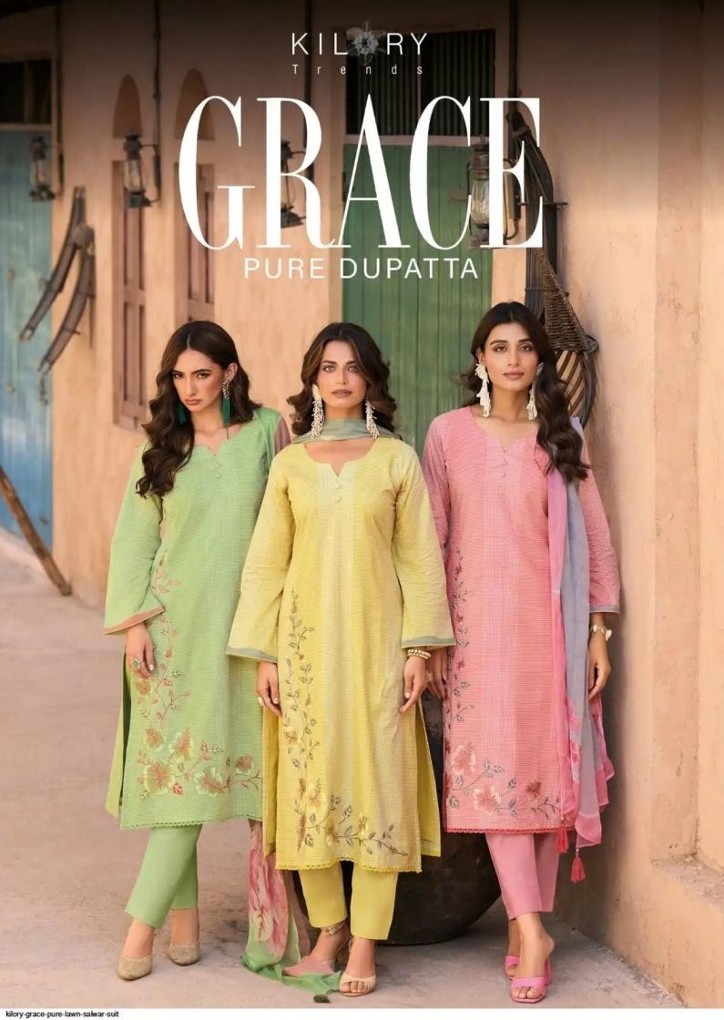kilory trends grace series 1621-1624 lawn cotton wholesale suit 
